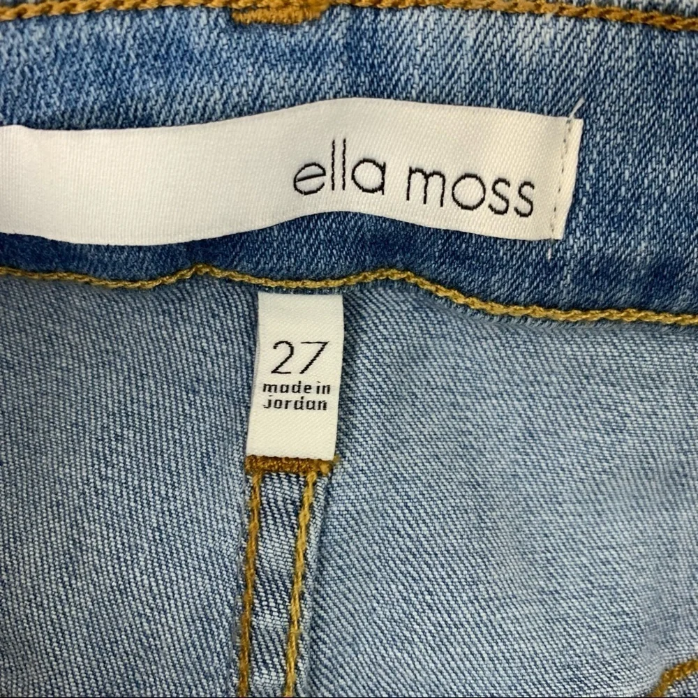 Ella Moss Patchwork Light Wash Wide Leg Crop Jeans Frayed Hem Retro BoHo Sz. 27